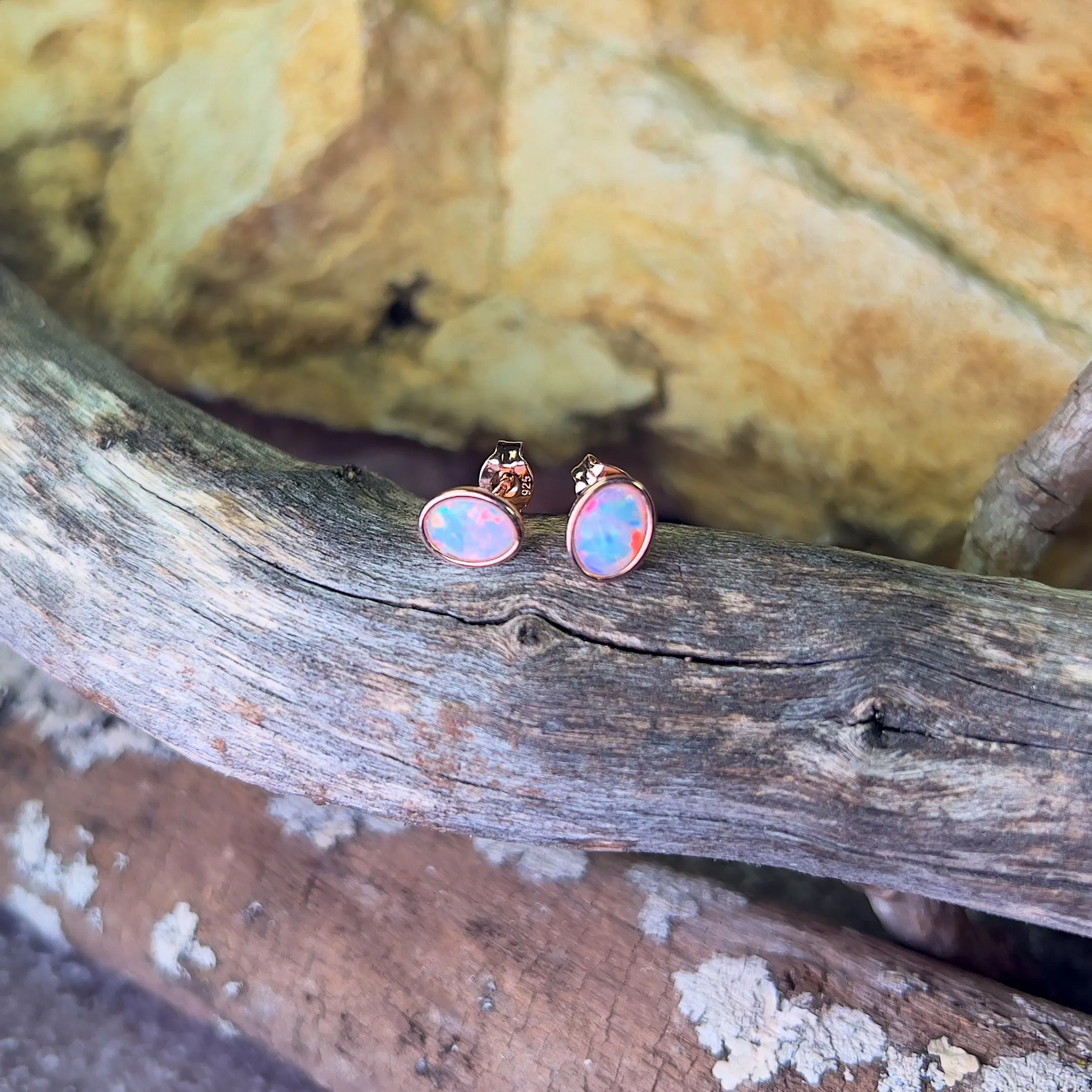 Rose Gold plated 7x5mm Silver studs