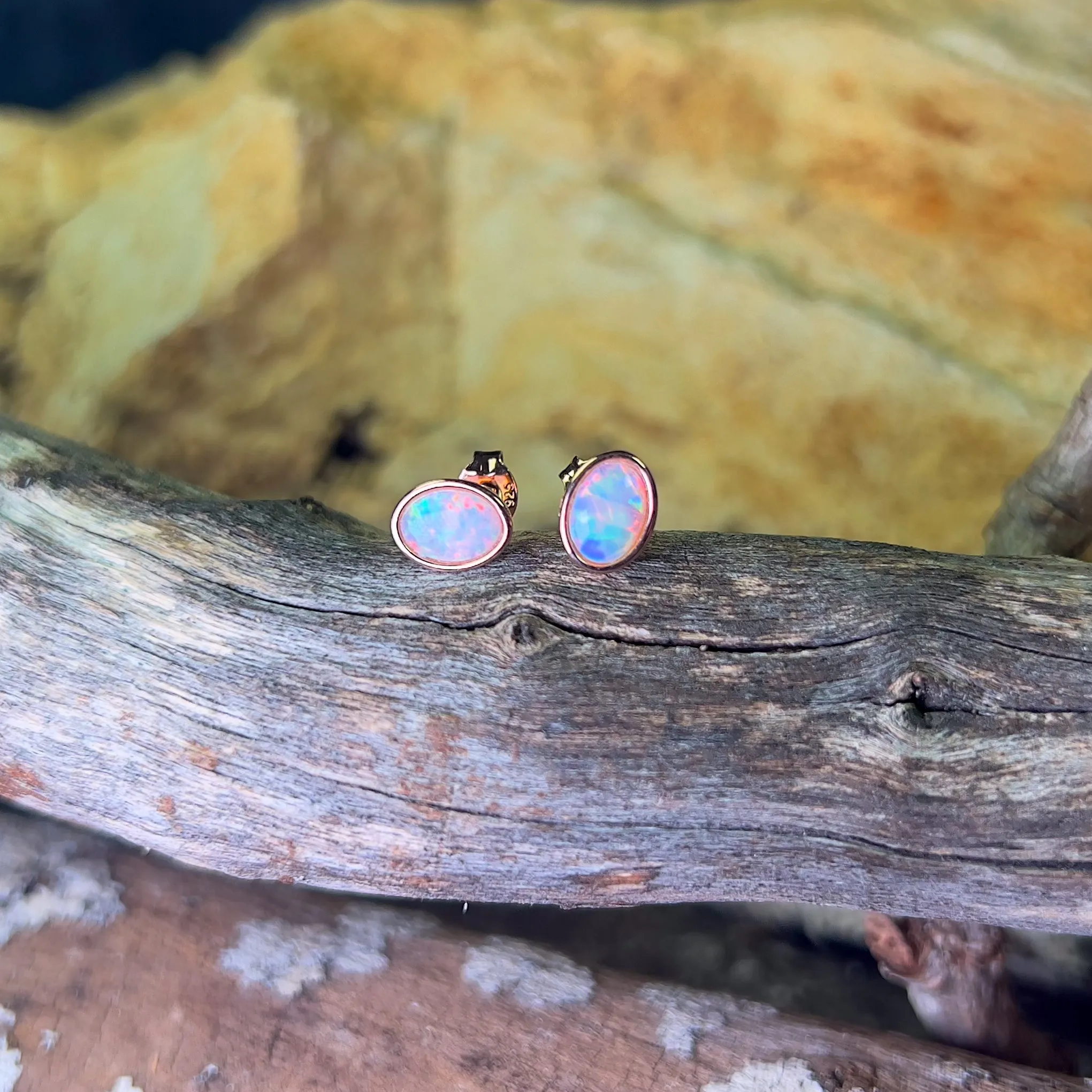 Rose Gold plated 7x5mm Silver studs
