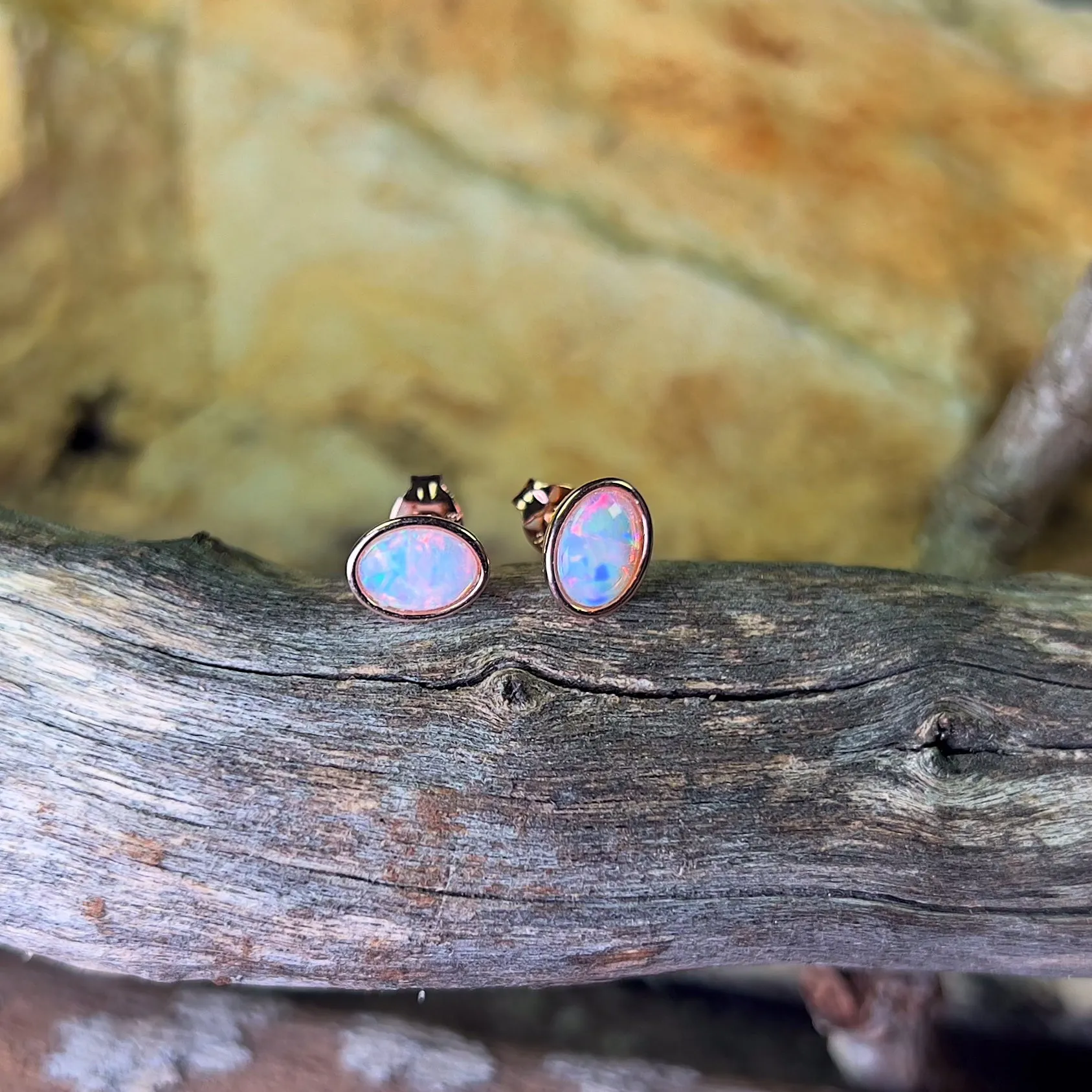 Rose Gold plated 7x5mm Silver studs