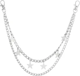 Sacina Goth Punk Layered Star Pants Chain, Silver-tone Wallet Belt Chain, Goth Grunge Emo Punk Accessories, Jewelry Gift for Women