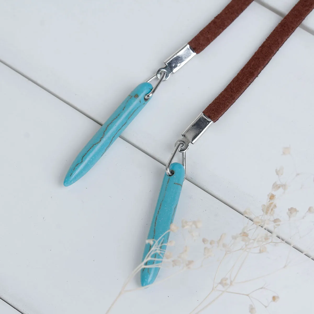 Sexy Sparkles Turquoise & Coffee Velvet  Choker Necklace for Women Girls Gothic Choker Bolo Tie Chokers