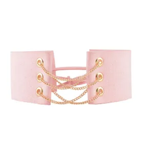 Sexy Sparkles Velvet Pink Corset Choker Necklace for Women Girls Gothic Choker Bolo Tie Chokers