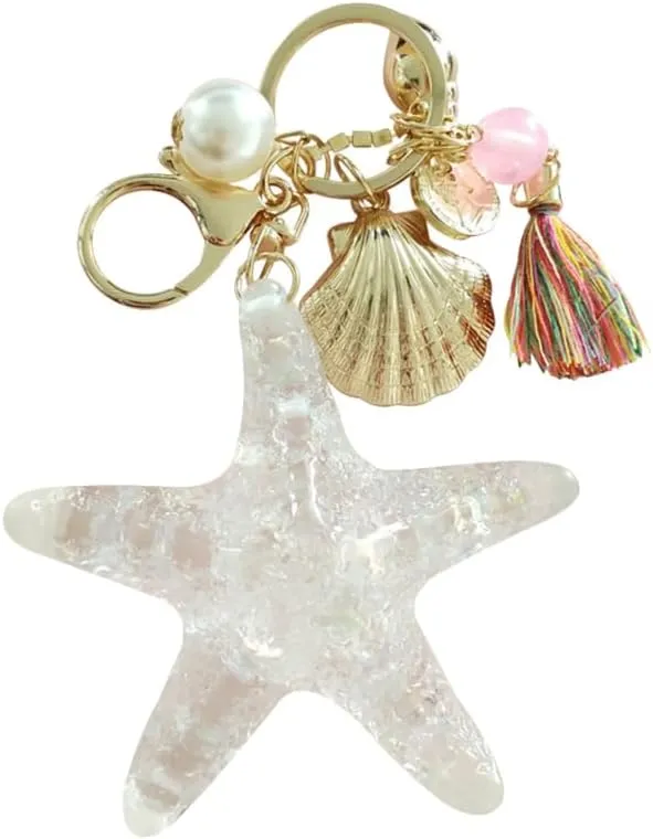 Shell Keyring Ocean Keychain Beach Bag Tassel Charm Shell Tassel Key Ring Beach Keyring Key Christmas and Valentine's Day Keychain