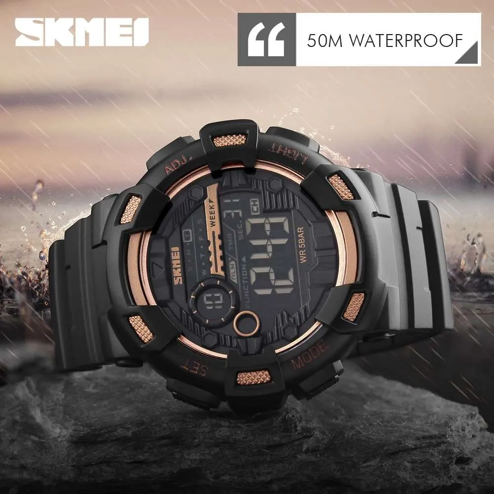 Skmei 1243 Gold Original Digital waterproof Sports Watch For Men Boys