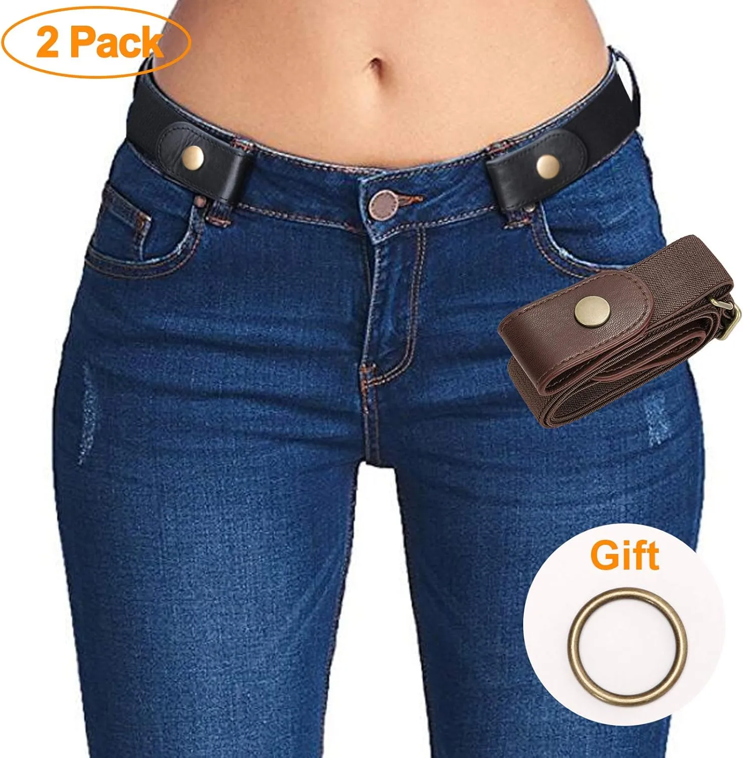 SUOSDEY No Buckle Elastic Stretch Belts for Men and Women, Comfortable Invisible Belts for Jeans Pants