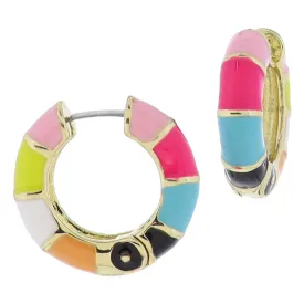 Thick Multi Colorblock Enamel Hoop Earrings