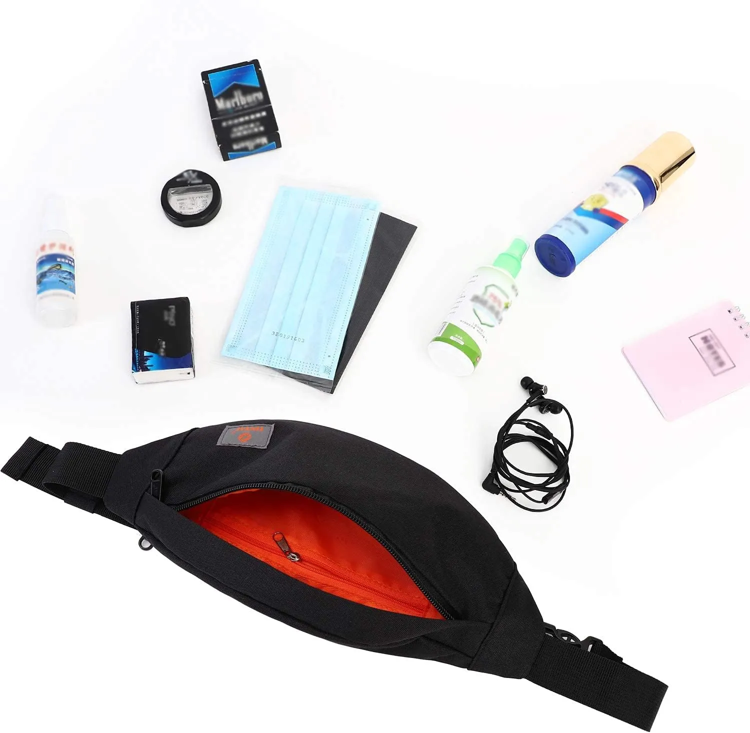 TINYAT Small Fanny Packs for Women Men Waist Bag Sling Bag Super Lightweight For Travel Cashier's box, Tool Kit T201, Black