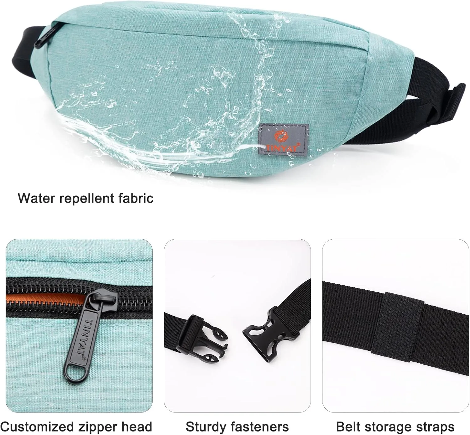 TINYAT Small Fanny Packs for Women Men Waist Bag Sling Bag Super Lightweight For Travel Cashier's box, Tool Kit T201, Green