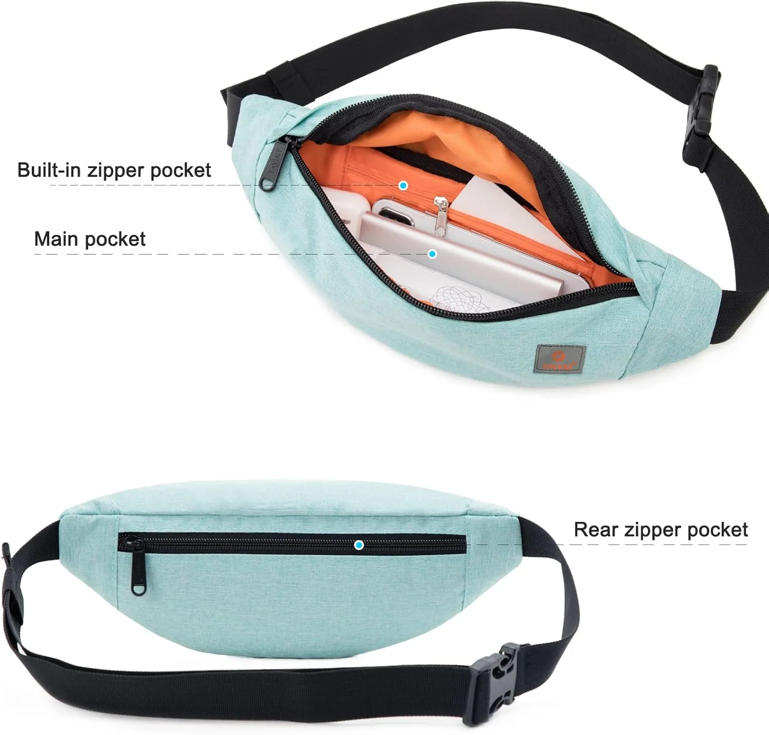 TINYAT Small Fanny Packs for Women Men Waist Bag Sling Bag Super Lightweight For Travel Cashier's box, Tool Kit T201, Green