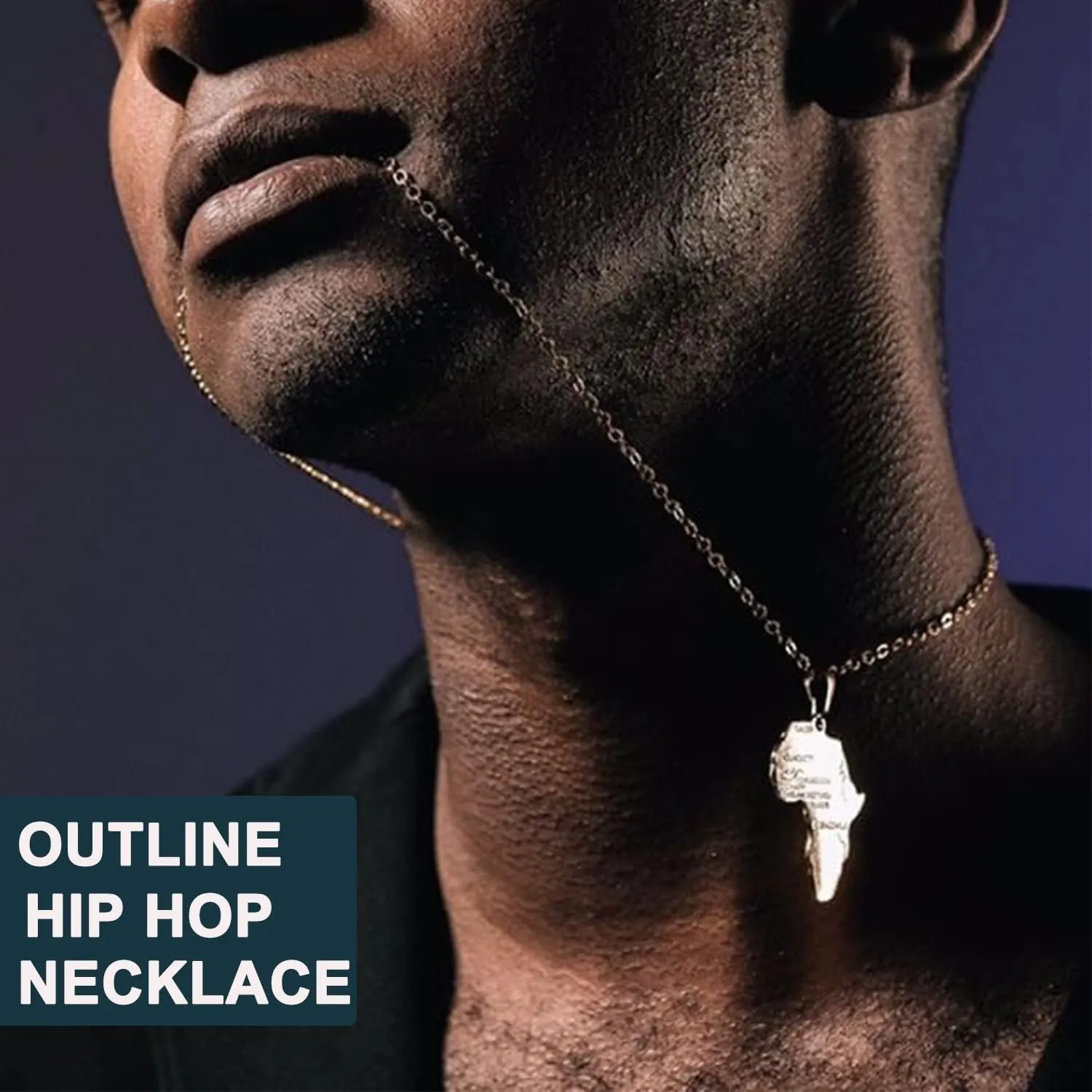U7 Africa Map Necklaces for Men Women,Stainless Steel/18K Gold Plated African Country Map Jewelry