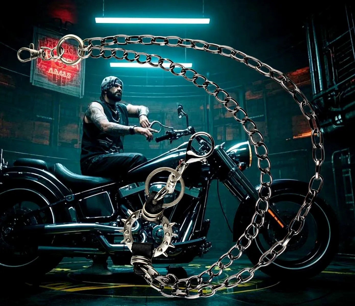 Unisex Punk Chains for Pants, Heavy Duty Belt Chains Hip Hop Trousers Jeans Chain with Lobster Clasps for Wallet Keys