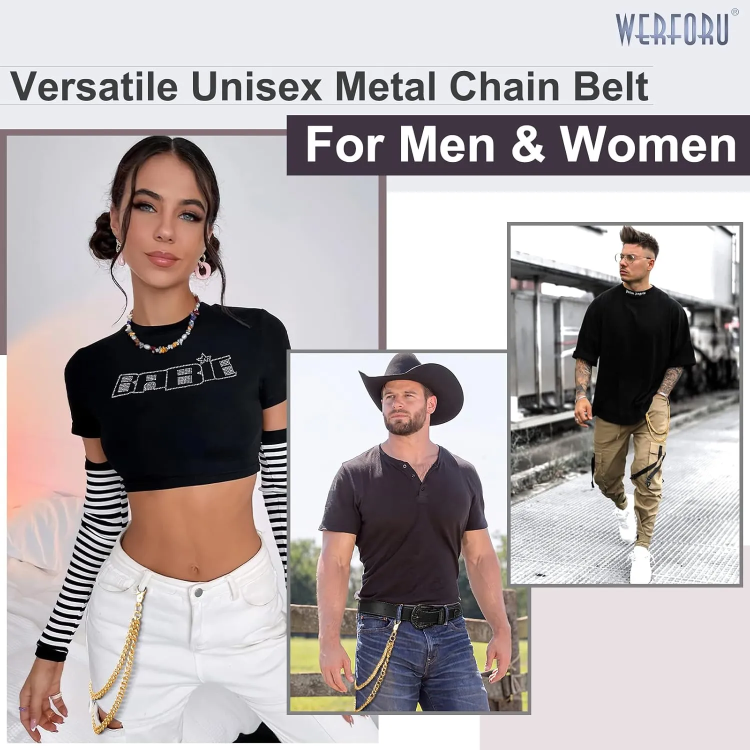 WERFORU Men Women Heavy Duty Wallet Chain Hip Hop Punk Jeans Chain Biker Motorcycle Keychain