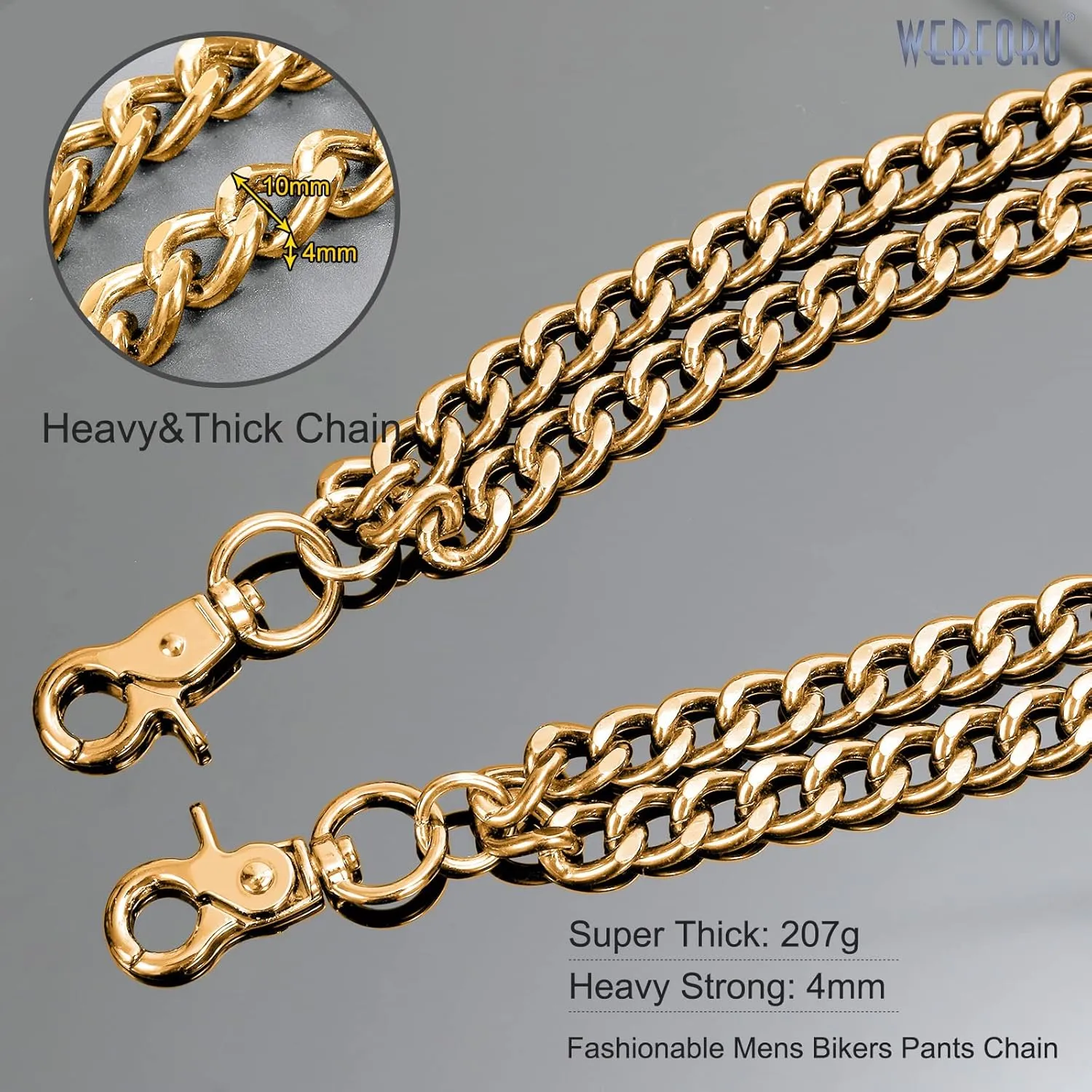 WERFORU Men Women Heavy Duty Wallet Chain Hip Hop Punk Jeans Chain Biker Motorcycle Keychain