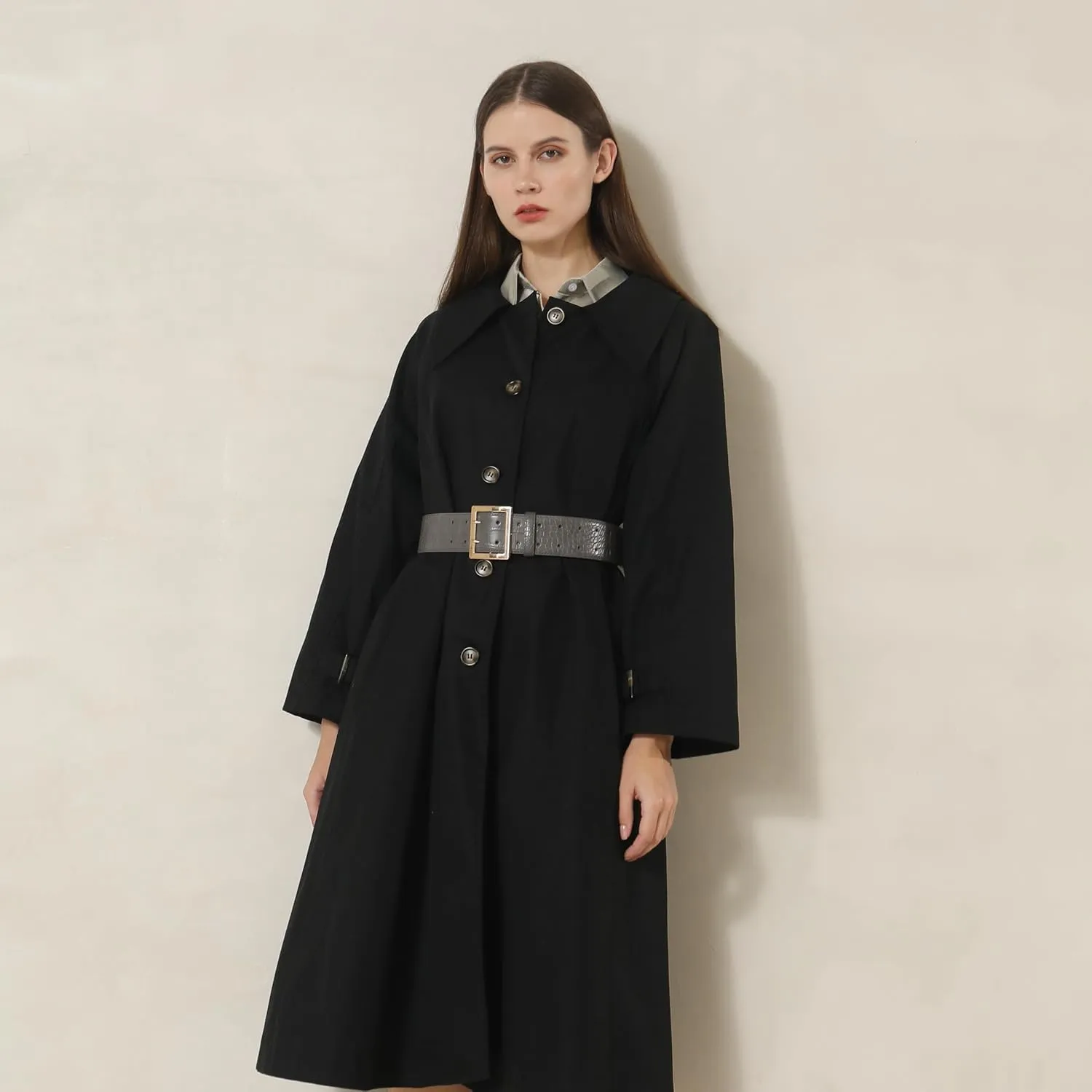 Wide Belts for Women Leather Wide Belts Fashion Thick Black Belt With Gold Buckle Belt for Dresses