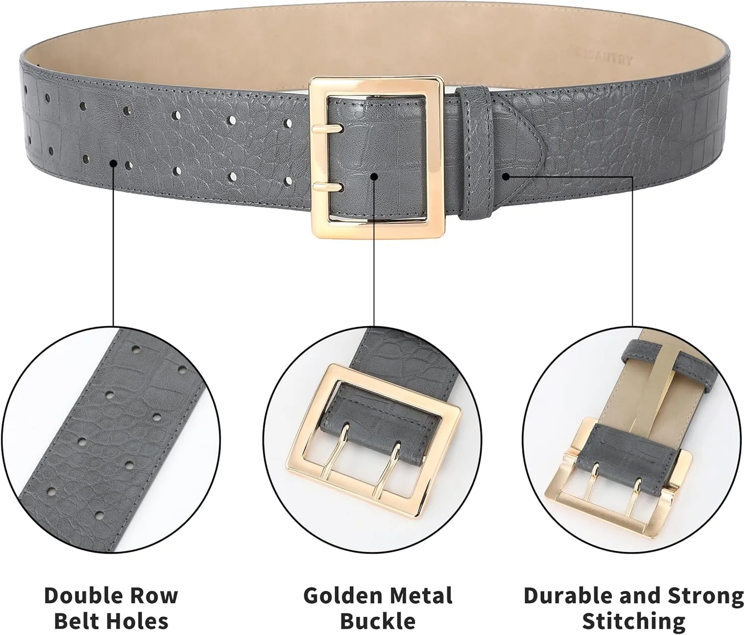 Wide Belts for Women Leather Wide Belts Fashion Thick Black Belt With Gold Buckle Belt for Dresses