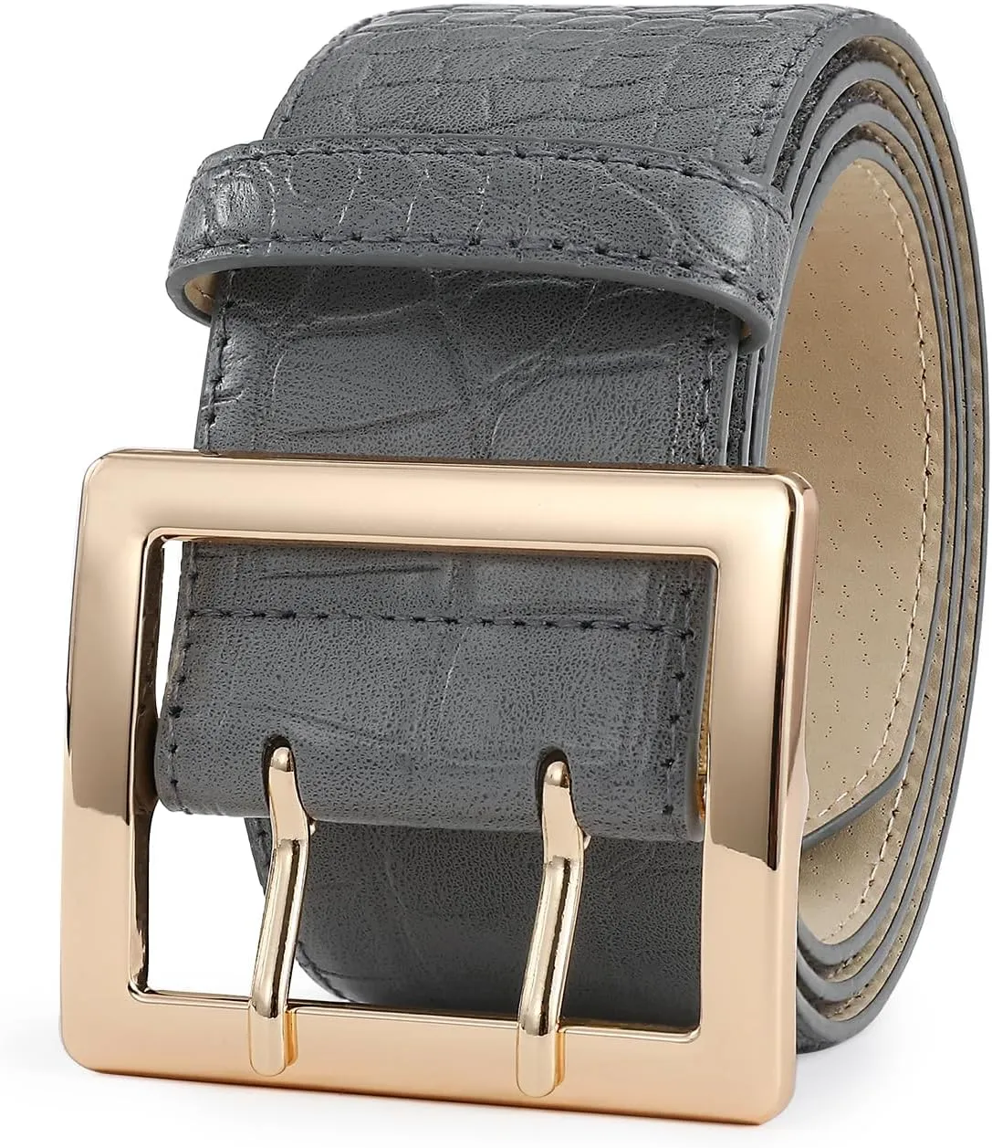 Wide Belts for Women Leather Wide Belts Fashion Thick Black Belt With Gold Buckle Belt for Dresses