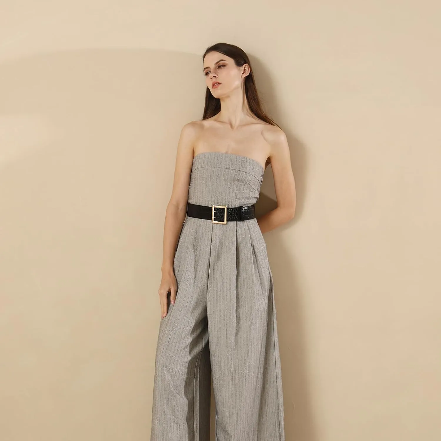 Wide Belts for Women Leather Wide Belts Fashion Thick Black Belt With Gold Buckle Belt for Dresses