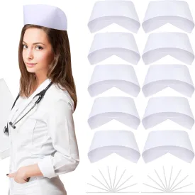 WILLBOND 5/12/24 set Nurse Hat with Pin White Vintage Nursing Cap for women pinning ceremony Graduation costume accessory