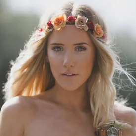 Women Bohemian Flower Headband Handmade Floral Crown Hairband Party Wedding Wreath Bridal Headdress Elastic Hair Accessories