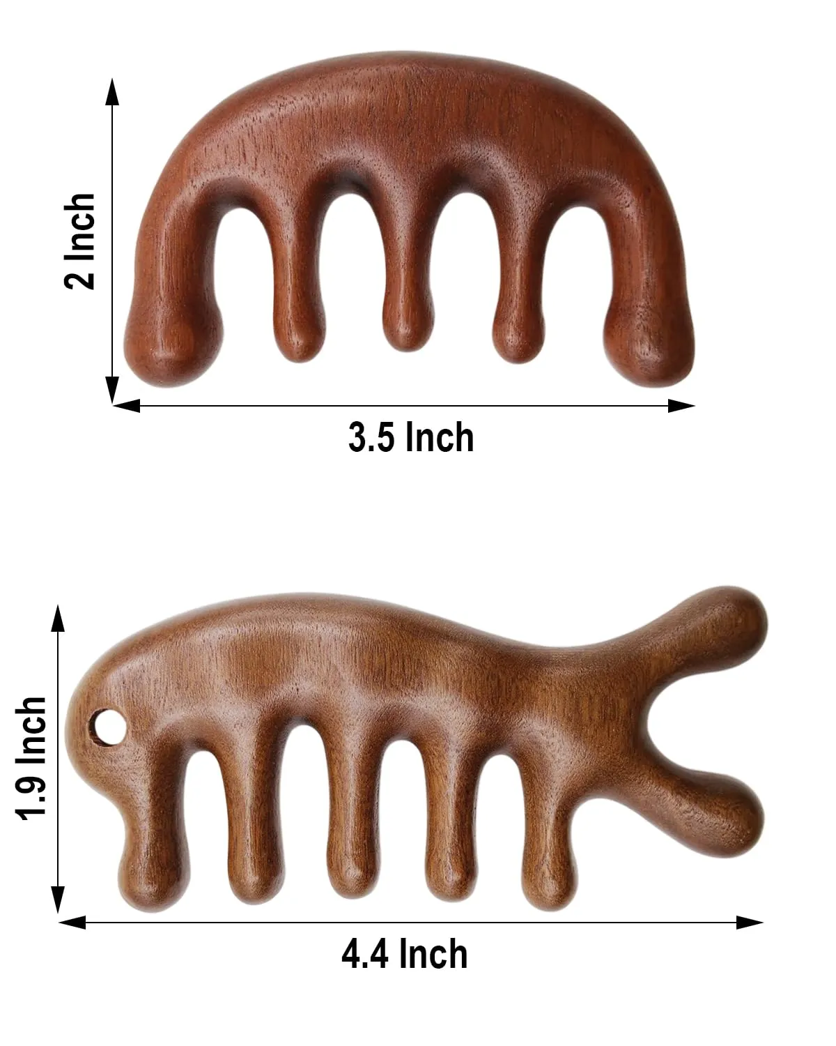 Wooden Scalp Massager Comb for Hair Growth, 2 Pack Wood Wide Tooth Comb for Women Men, Natural Sandalwood Head Massager