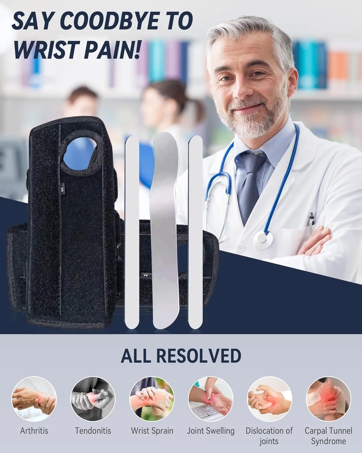 Wrist Brace for Carpal Tunnel - 2 Pack Adjustable Wrist Support Brace, 3 Straps & 3 Aluminum Bars Support for Women Men Office Fitness Household Use for Arthritis Tendonitis Sprain Discomfort(Regular)