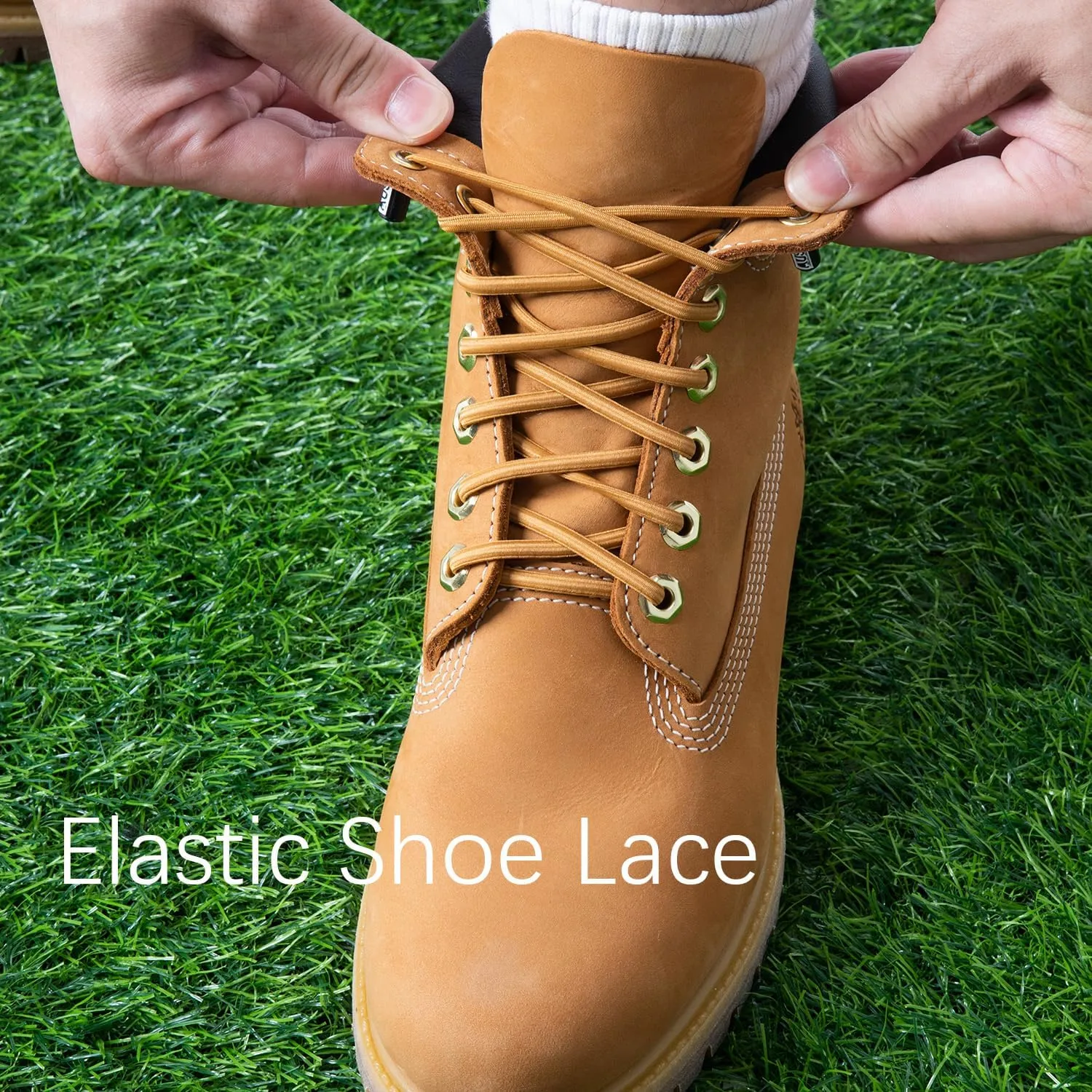 YLOKO No Tie Shoelaces - 2 Pairs, Elastic Round Shoe Laces, Tieless Shoe Strings Replacement Laces for Work Boots, Sneakers